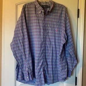 Mens Plaid Long Sleeved Button Up